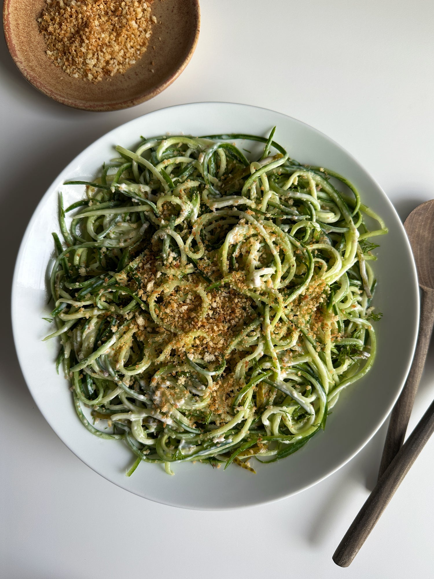 Cucumber noodles and pickle salad