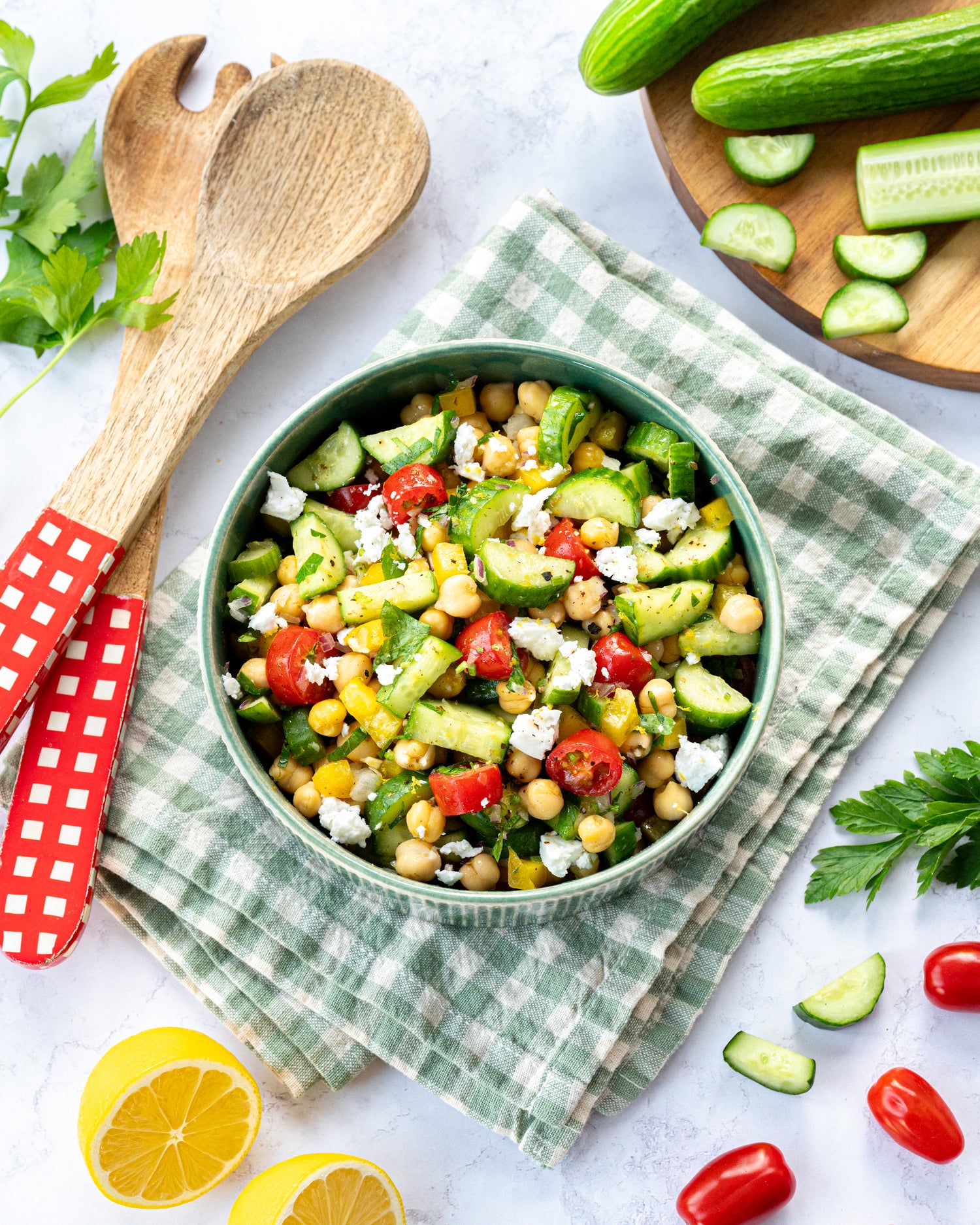 Mediterranean Chickpea and Cucumber salad